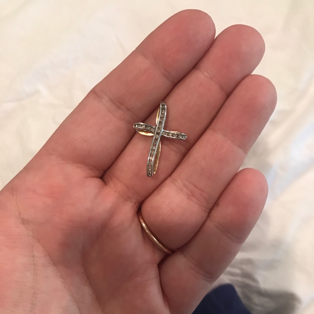 Real diamond & 14k gold cross pendant